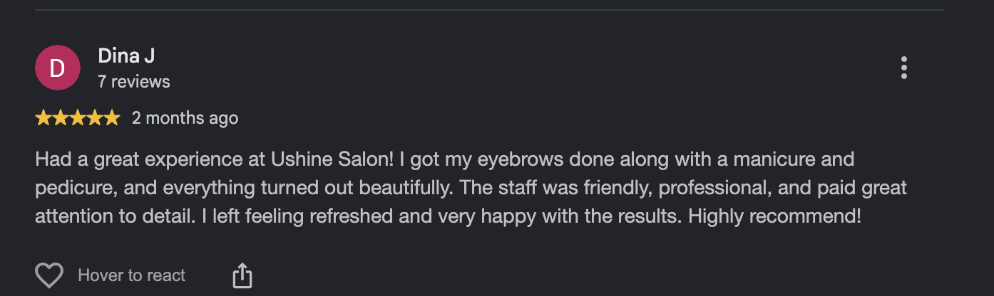 Google review screenshot from Dina J